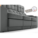 Sofá com Porta Copos e Carregador USB Eureka 2,30m Assento Retrátil e Reclinável Velosuede Grafite