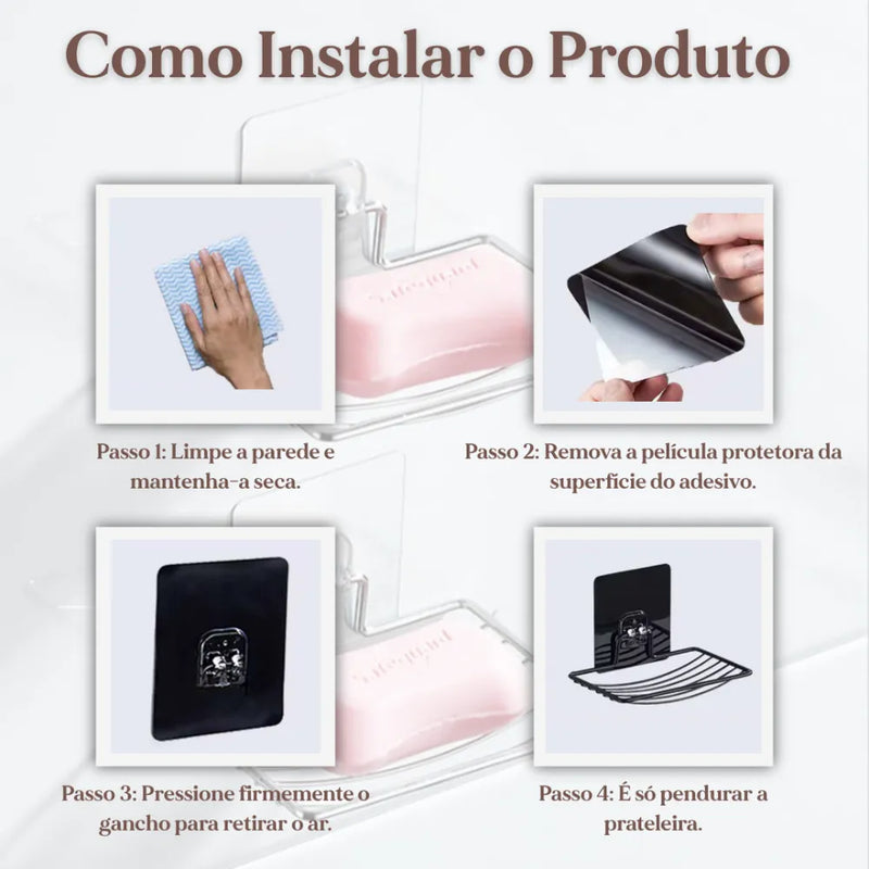 Saboneteira para Banheiro de Parede em Inox - 2 Peças