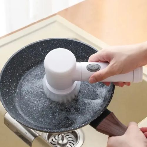 Escova Elétrica de Limpeza 5 em 1 Praticidade e Eficiência para Sua Cozinha e Banheiro
