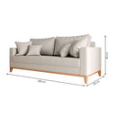 Sofá 3 Lugares Beny Base de Madeira Linho Madeira Deccor Linho Cru