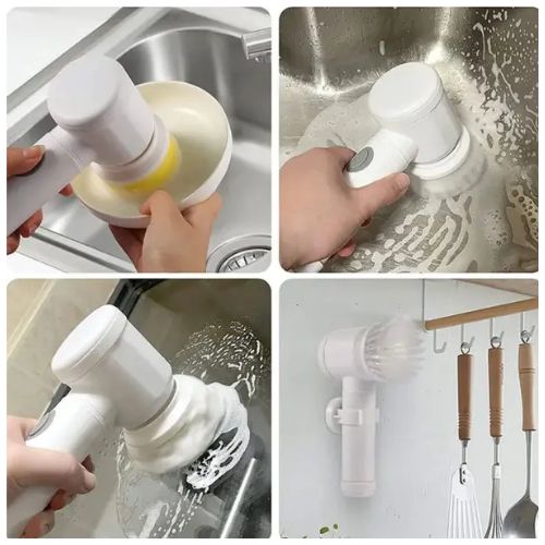 Escova Elétrica de Limpeza 5 em 1 Praticidade e Eficiência para Sua Cozinha e Banheiro