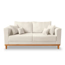 Sofá 3 Lugares Beny Base de Madeira Linho Madeira Deccor Linho Cru