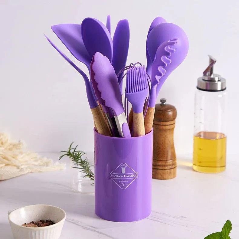 Kit de Colheres de Silicone para Cozinha – 12 Peças