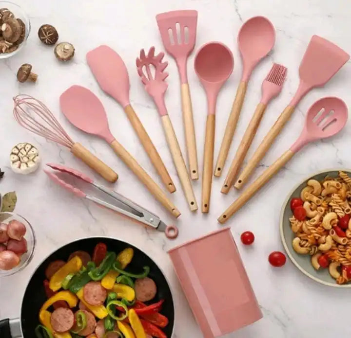 Kit de Colheres de Silicone para Cozinha – 12 Peças