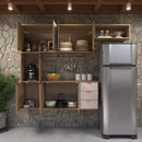 Armário De Cozinha Suspenso Compacto 7 Portas 3 Gavetas Off White Madeirado Estilo Nórdico Romeu