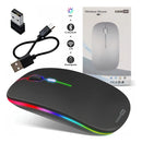 Mouse Sem Fio Recarregável Wireless Optico Led Rgb 2.4ghz Bluetooth Ergonômico Sem Fio Para Pc Desktop Notebook Tablet Smartphone Casenn Preto