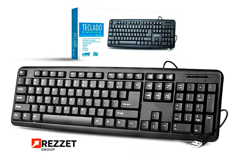 Teclado Bahrein Para Pc Computador Notebook Com Fio Português Brasil Cor Preto