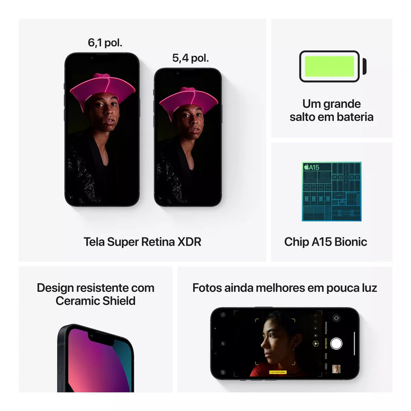 Apple iPhone 13 (128 GB) Meia-noite - Distribuidor Autorizado