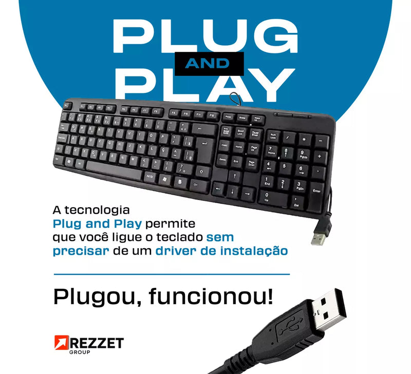Teclado Bahrein Para Pc Computador Notebook Com Fio Português Brasil Cor Preto