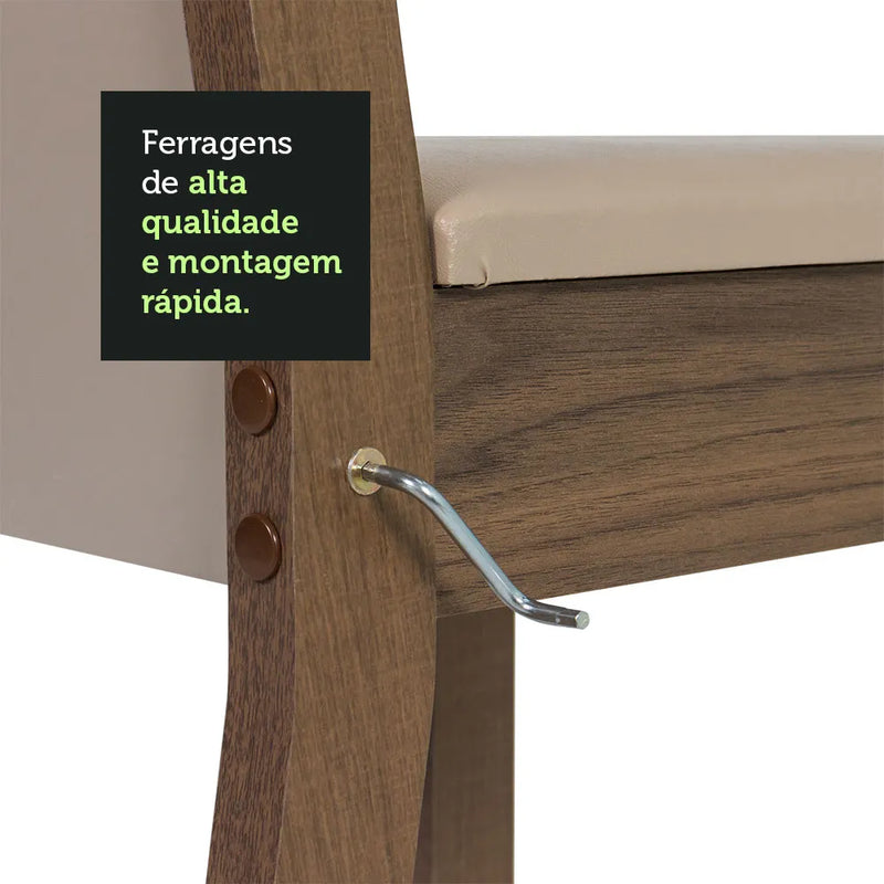 Sala De Jantar Mesa Tampo Madeira 4 Cadeiras Ellen Madesa Rb Cor Crema Com Bege MDJA0401807QBE