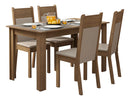 Sala De Jantar Mesa Tampo Madeira 4 Cadeiras Ellen Madesa Rb Cor Crema Com Bege MDJA0401807QBE