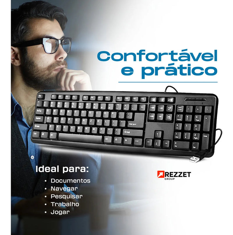 Teclado Bahrein Para Pc Computador Notebook Com Fio Português Brasil Cor Preto