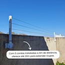 Varal Articulado de Parede Dws em Aço Reforçado - Preto ou Branco, 5 Cordas, Kit com 21m de Corda, Parafusos e Buchas