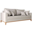 Sofá 3 Lugares Beny Base de Madeira Linho Madeira Deccor Linho Cru